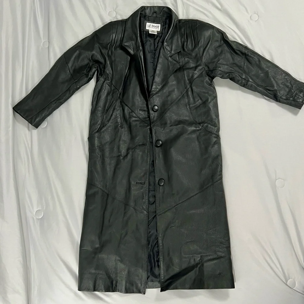 Vintage Leather Trench Coat - Picture 3 of 13